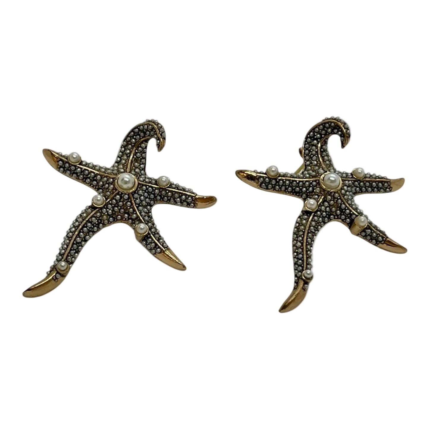 Dual Star Küpe küpe - bronz üzeri altın kaplama