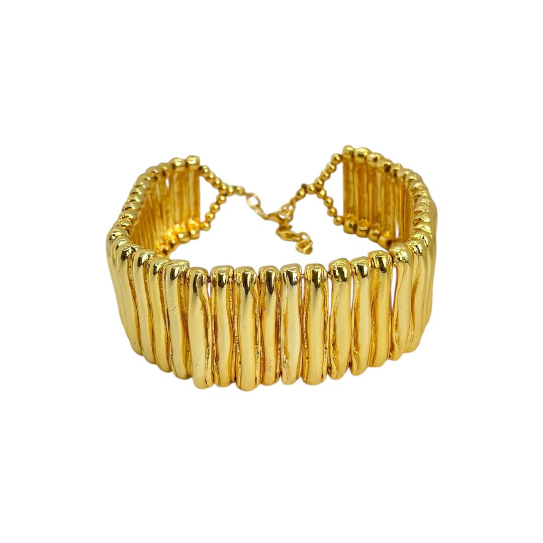 Line Choker choker kolye - bronz üzeri altın kaplama ve arkadan ayarlanabilir yapı